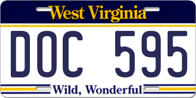 WV license plate DOC595