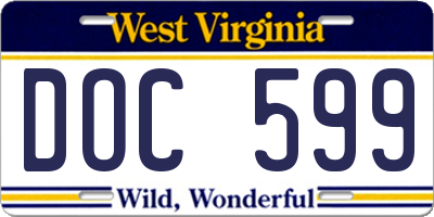 WV license plate DOC599