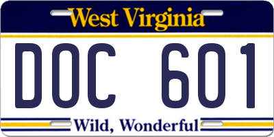 WV license plate DOC601