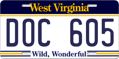 WV license plate DOC605