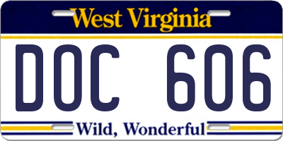 WV license plate DOC606