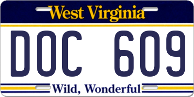 WV license plate DOC609