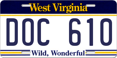 WV license plate DOC610