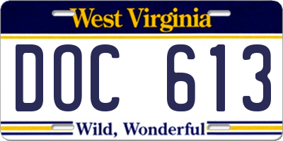 WV license plate DOC613