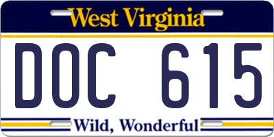 WV license plate DOC615