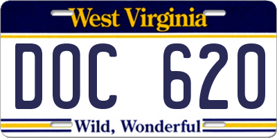 WV license plate DOC620