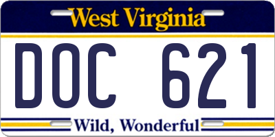 WV license plate DOC621