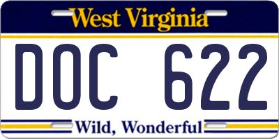 WV license plate DOC622