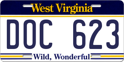WV license plate DOC623