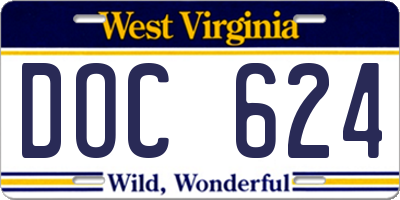 WV license plate DOC624