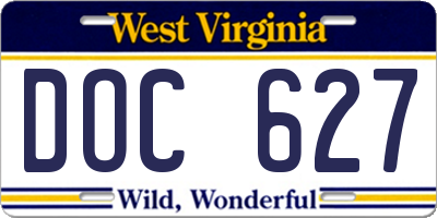 WV license plate DOC627