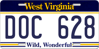 WV license plate DOC628
