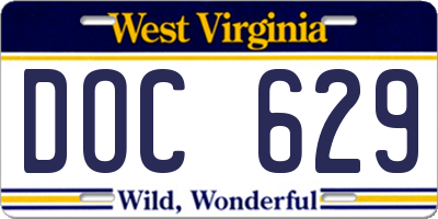 WV license plate DOC629