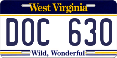 WV license plate DOC630