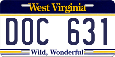 WV license plate DOC631
