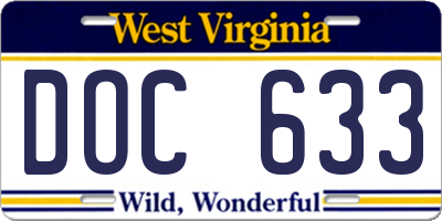 WV license plate DOC633
