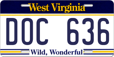 WV license plate DOC636