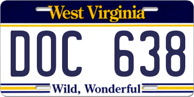 WV license plate DOC638