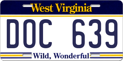 WV license plate DOC639