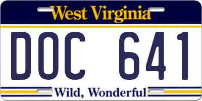 WV license plate DOC641