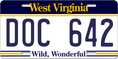 WV license plate DOC642