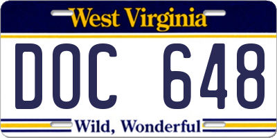 WV license plate DOC648