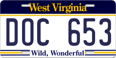 WV license plate DOC653