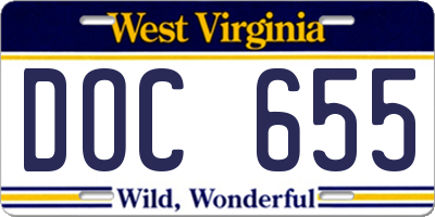 WV license plate DOC655