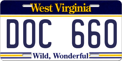 WV license plate DOC660