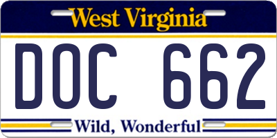 WV license plate DOC662