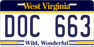 WV license plate DOC663