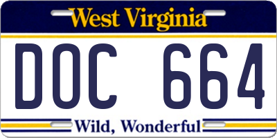 WV license plate DOC664