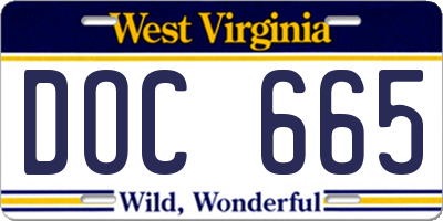 WV license plate DOC665