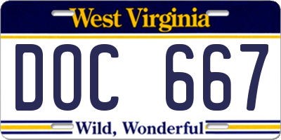 WV license plate DOC667