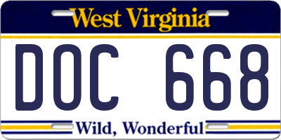WV license plate DOC668
