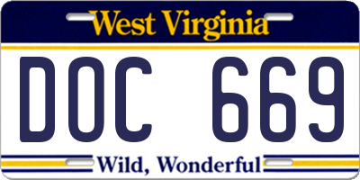WV license plate DOC669