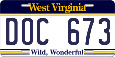 WV license plate DOC673