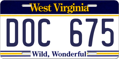 WV license plate DOC675