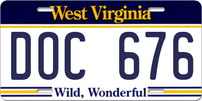 WV license plate DOC676