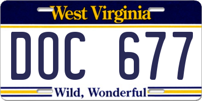 WV license plate DOC677