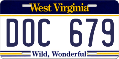 WV license plate DOC679