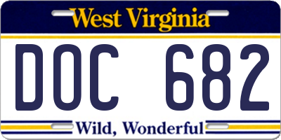 WV license plate DOC682