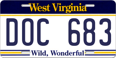WV license plate DOC683
