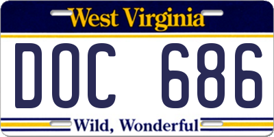 WV license plate DOC686