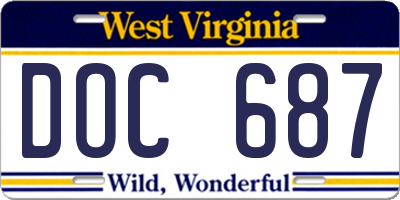 WV license plate DOC687