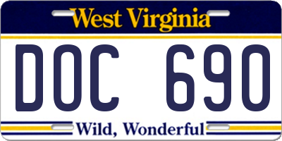 WV license plate DOC690