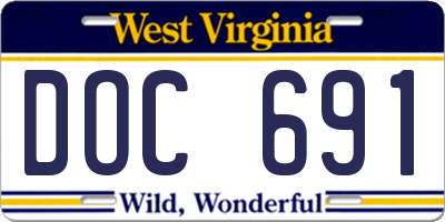 WV license plate DOC691