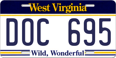 WV license plate DOC695