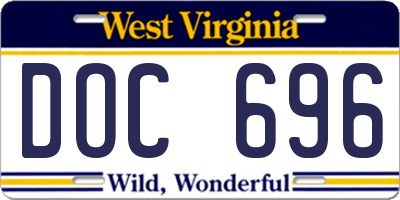 WV license plate DOC696