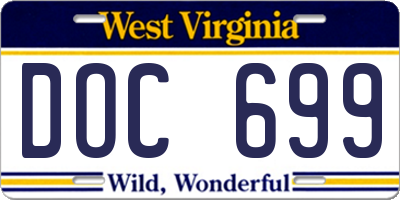 WV license plate DOC699